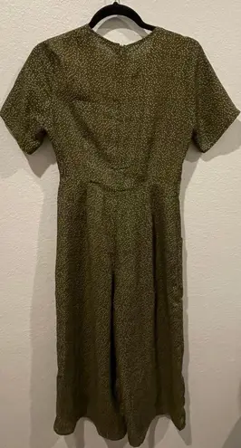 Anthropologie LE LIS Confetti Olive Green Jumpsuit 