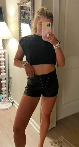 Amazon Black Leather Shorts