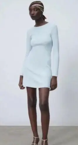 ZARA  Light Blue Long Sleeve Dress NWT