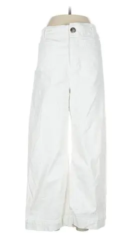 Maeve Anthropologie The Colette White Wide-Leg Cropped Jeans