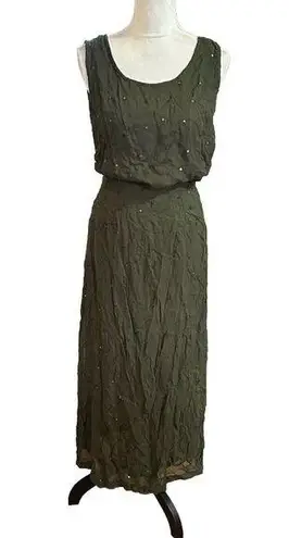 Gantos 2 Piece Skirt Set Green Embroidered Whimsical Floral Resort Wear S READ