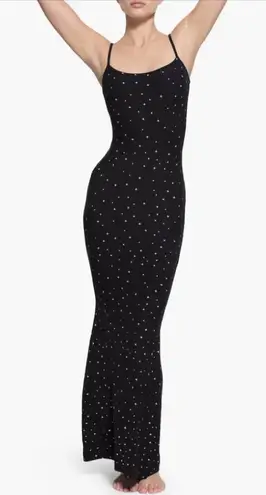 SKIMS  Soft Lounge Long Slip Maxi Dress Womens Small Onyx Sparkle Print Black - Image 1