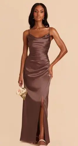 Birdy Grey Lydia Shiny Satin Chocolate Brown Maxi Dress NEW Size XXL Bridesmaid