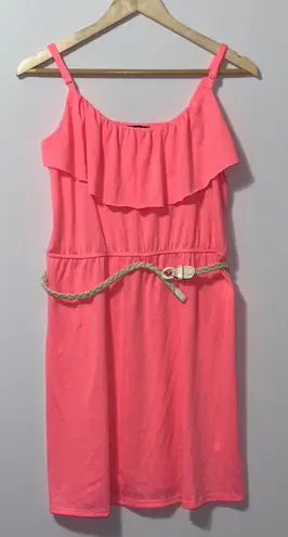 AB Studio hot pink ruffle summer dress women’s size medium