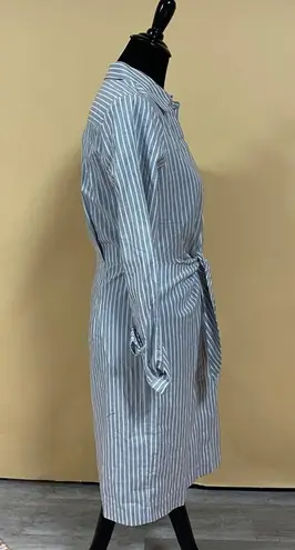 Calvin Klein 🛍️  Gray White Striped Button Up Tie-front Shirt Dress Size 4 NWT - Image 5