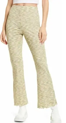 Lisa Says Gah Josie Ribbed Space Dye Flare Pants Honeydew Green Size Small