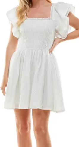 TCEC | NWOT | Ruffle Sleeve Mini Dress | L | White | CD02530