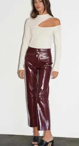 LNA Faux Leather Patent Crinkle Pants Size Large Wine