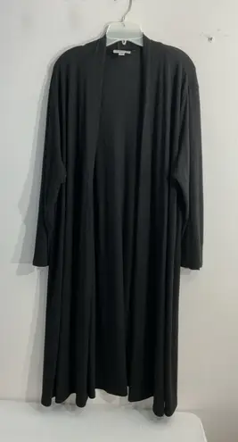 Womans Avenue Long Cardigan Duster 26/28 Black Long Sleeve Open Front