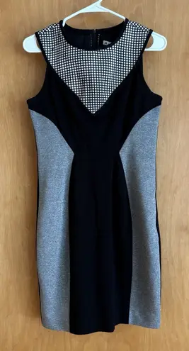 Yoana Baraschi YOANNA BARASCHI USA Size 6 Stetch PONTE Windowpane Colorblock Sleeveless Dress