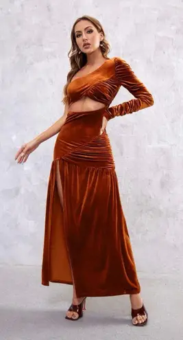 Boutique Rust Velvet Dress
