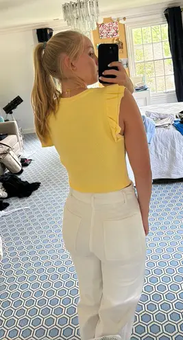 ZARA Yellow Ruffle Sleeve Top