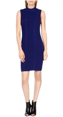 Karen Millen Blue Knit Bodycon Cable Knit Design Dress XS
