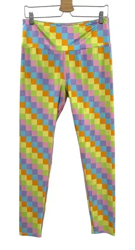 Goldsheep Checker Leggings Pastel Multicolor Size XXL Yellow