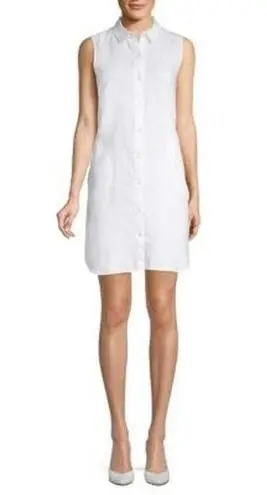Jarbo | XS 0 |100% Luxury Linen Tunic Button Up Collared Mini Dress Top Women's White