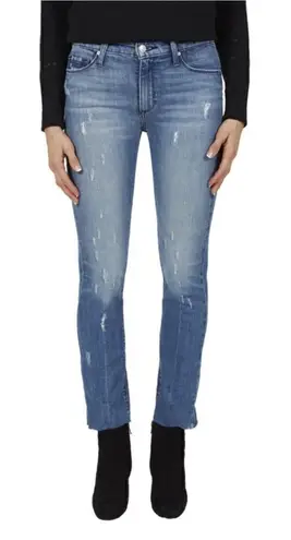 Black Orchid | Valencia Distressed Raw-Hem Bardot Straight-Leg Jeans - Women-NWT