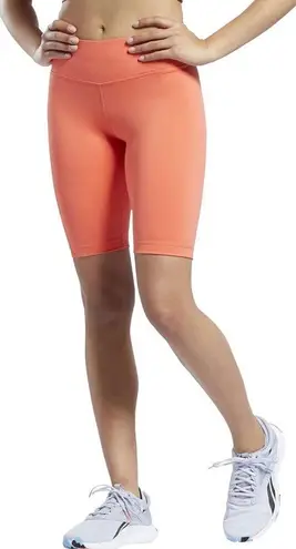 Reebok Woman’s Core 10 by  Big Logo Bike Shorts Orange Medium