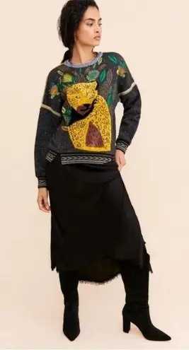 The Ugly Girl Catwalk Sweater Patchwork Boho Animal Print Oversized size Small