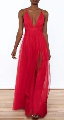 Luxxel NWT  Tulle Maxi Dress Red Size Medium