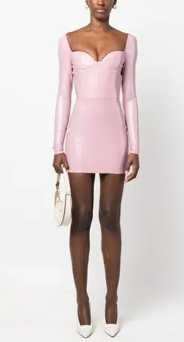 Alex Perry Patent Faux leather Long sleeve pink bodycon Mini Party Dress sz 8