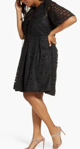 Eloquii Black Embroidered Fit & Flare Dress Size 20