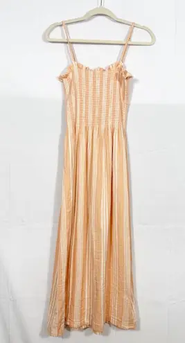 Faherty Dream Cotton Gauze Lakeview Dress Sepia Neutral Stripe Coastal Midi