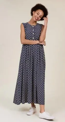 Clary & Peg Silvie Maternity Maxi Dress in Spot Polka Dot Blue Size undefined