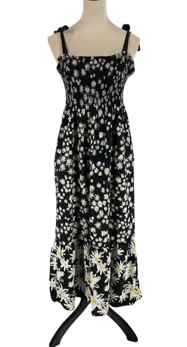 Chinti & Parker Meadow Dress Black Smocked Tie Straps Pocket Sundress Size 6