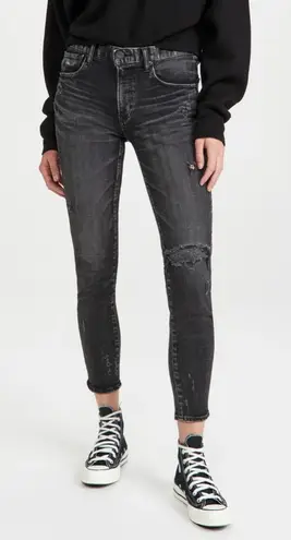 MOUSSY VINTAGE Lenwood Distressed Skinny Ankle Jeans Washed Black Size 25