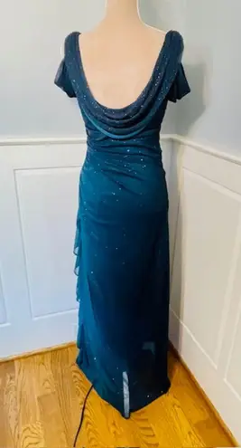 Betsy and Adam Vintage 2000's Y2k Ombre Glitter Draped Evening Formal Gown Medium