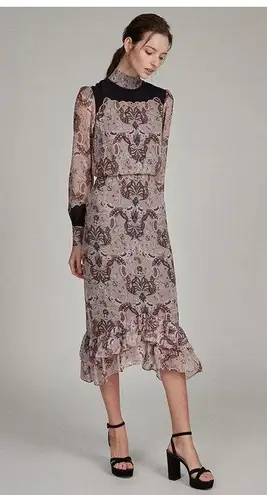 Saloni Isa Scallop Dress In Quartz Bazaar Print Size 6