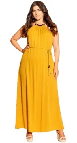 City Chic Halter Neck Maxi Fearless Size 18 NWT Zinnia Yellow Fall Color - Image 1