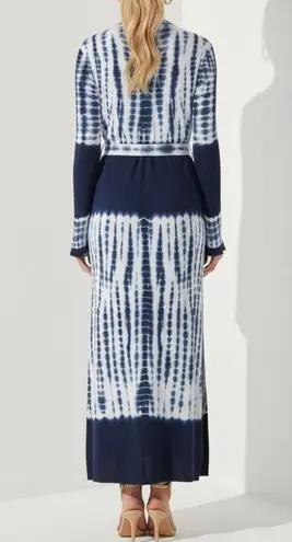 L'Agence L’AGENCE Mahika Ribbed Knit Duster Cardigan, Dark Teal Tie Dye, XS