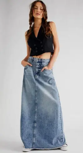 We The Free 💕FREE PEOPLE 💕 Come As You Are Denim Maxi Skirt ~ Blue UK 4 NWOT