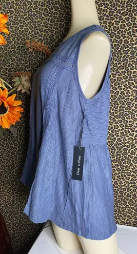 Doe & Rae ✅3/$30✅ NWT  Dusty Blue Sleeveless Tunic Tank Top Blouse | SMALL |