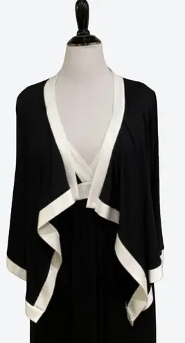 Allison Daley Black Jacket Stole Spandex Petite Black & White Open Front Size PM