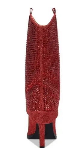 Thalia Sodi Womens Nellie Embellished Red Fabric Heeled Boots 8M