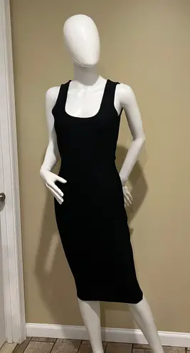 Bandage Backless Midi Dress Open Back Slim Fit Crew Neck Dress Party Dress Casual Dress Black