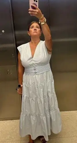 Derek Lam COLLECTIVE Blue 100% Cotton Hourglass Layered Midi Dress Size 44