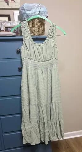 Tiered Smocked Midi Dress Green Size L