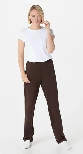 NWOT! Denim & Co. Active Regular Straight Leg Knit Pants Gray Size L