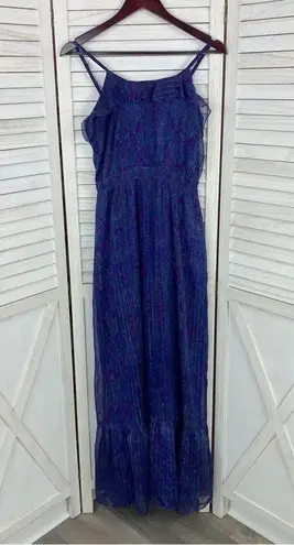 EXPRESS  Paisley Tiered Ruffle Sleeveless Maxi Dress Purple Small