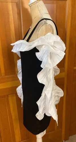 Lavishly Paris Nwt, Women’s Designer Two Tone Ruffle Sleeved Bodycon Dress