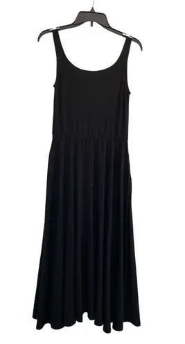 Quince Tencel Jersey Fit and Flare Black Sleeveless Dress Small LBD Eco Friendly