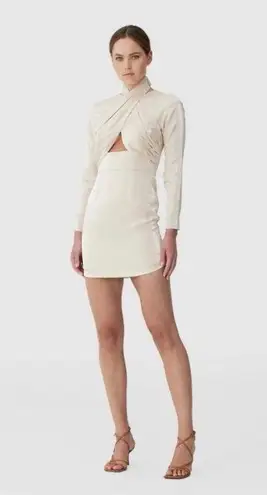 NEW KEEPSAKE emilio long sleeve mini dress in oyster size small / 4 wedding grad White