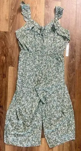 Luxology Luxololgy Women’s Size XL Sage Cream Floral‎ Elastic Waist Pants Romper NWT