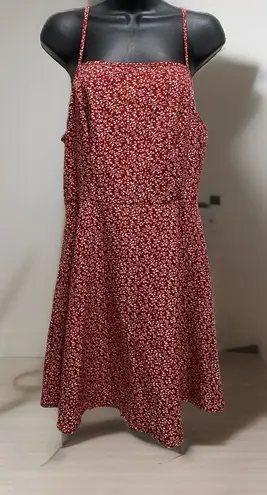 Source Unknown Sun Dress Rust/White Floral Print Straps Size Large Zip No Tag Knee Length - Image 1
