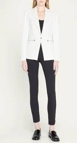 Veronica Beard White Bi-Stretch Notched Collar Single Snap Jacket Size 2