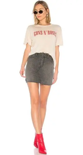 GRLFRND Blaire Negotiations Gray Pinstriped Button-Fly Denim Skirt size 27