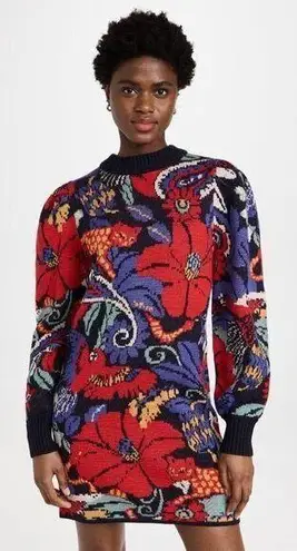 Farm Rio ππ Vintage Forest Blue Sweater Dress ~ Vintage Forest Blue Small S NWT